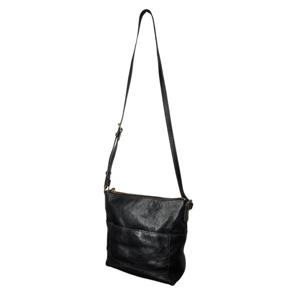Fossil Amelia Crossbody Black Leather Hobo Shoulder Bag Minimalist Slouchy Boho